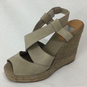 kanna Jute Wedge Sandal 37 Taupe Elasticated Strap